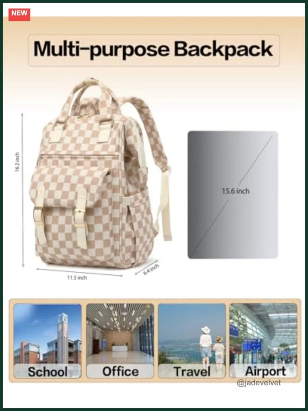 Corduroy Laptop Backpack for Women College Bookbag 15.6 Inch Travel Daypack